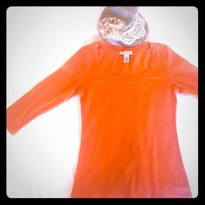 SUSAN BRISTOL Medium 3/4 sleeve Tee TShirt orange